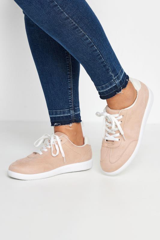  Grande Taille Pink Retro Trainers In Extra Wide EEE Fit