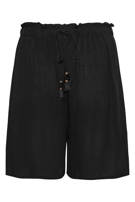 Plus Size Black Wide Leg Beach Trousers | Yours Clothing 5