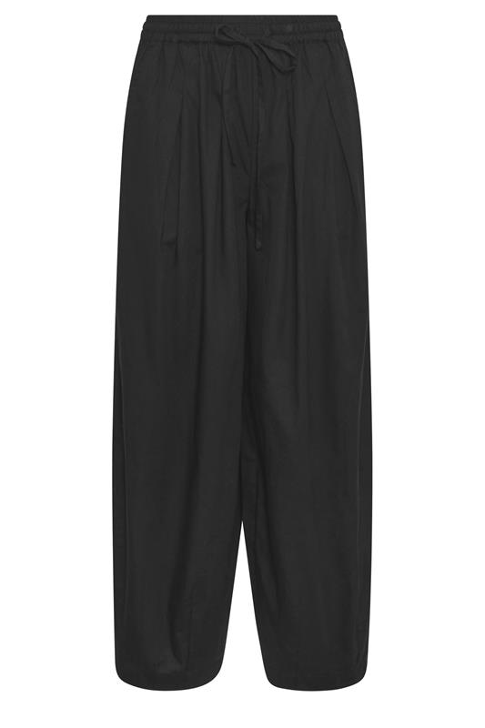 PixieGirl Petite Women's Black Poplin Cotton Barrel Leg Trousers | PixieGirl 5