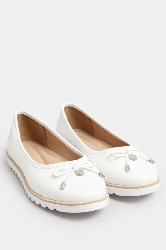 White Woven Ballet Pumps In Extra Wide EEE Fit | Yours Clothing 2