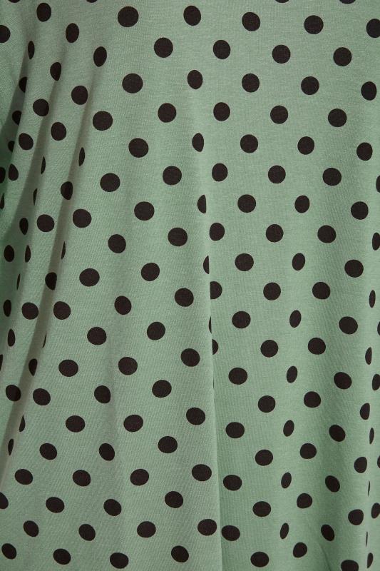 Plus Size Green Spot Print Cold Shoulder Top | Yours Clothing 5