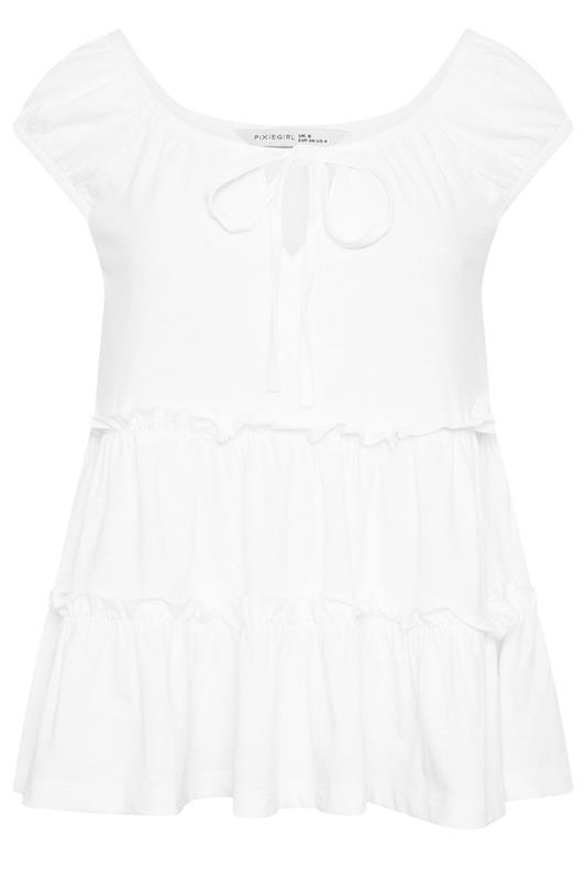 PixieGirl Petite Women's White Tiered Cotton Top | PixieGirl 5