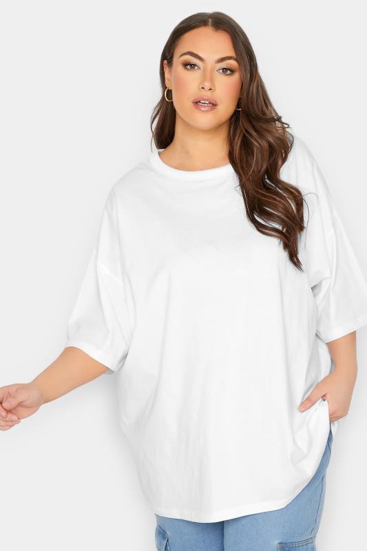 YOURS Plus Size White Oversized Boxy T-Shirt | Yours Clothing 1