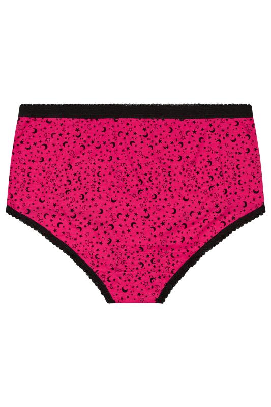 5 PACK Plus Size Pink Star & Moon Print High Waisted Full Briefs | Yours Clothing 7