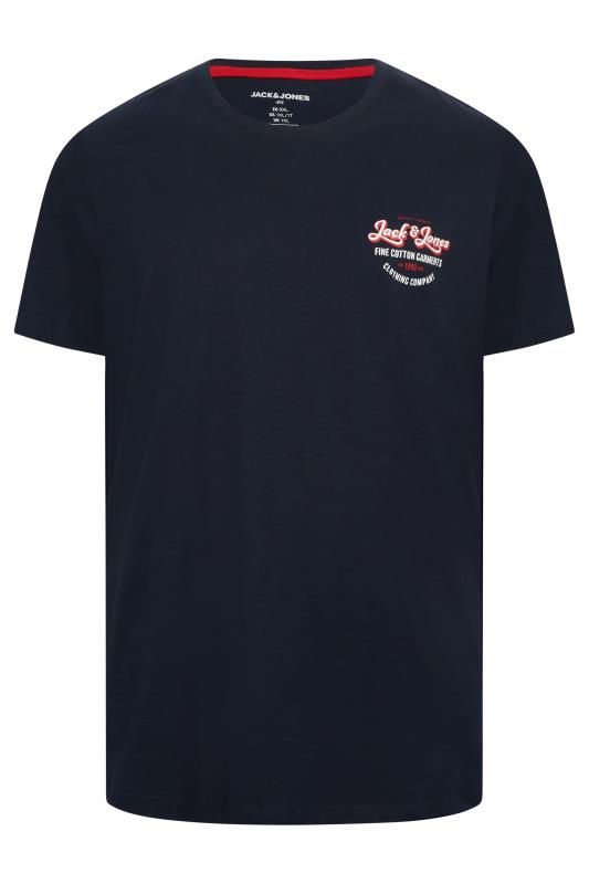 JACK & JONES Big & Tall Navy & Red 3 Pack T-Shirts | BadRhino 8