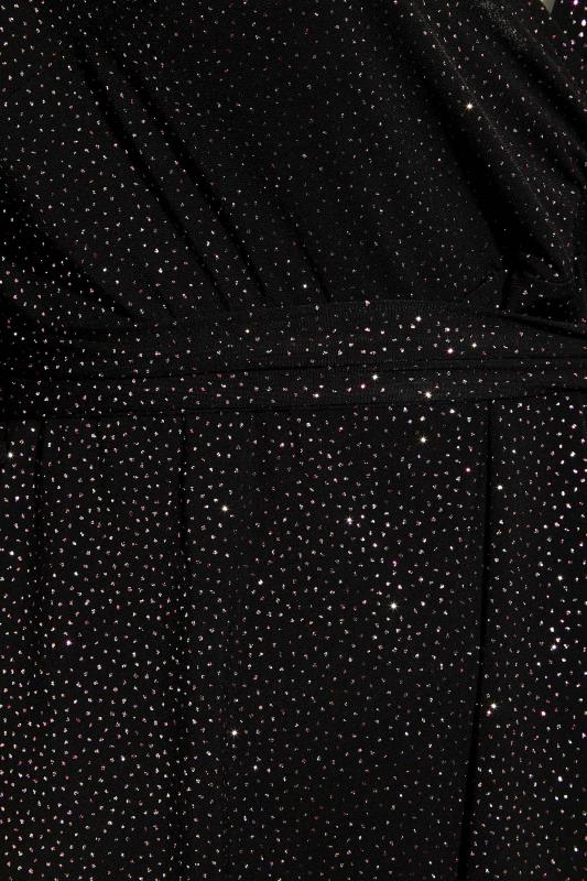 YOURS LONDON Plus Size Black Glitter Wrap Top | Yours Clothing 6