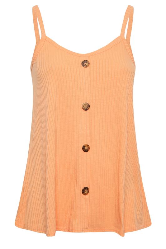 LIMITED COLLECTION Plus Size Orange Ribbed Button Cami Vest Top | Yours Clothing  6