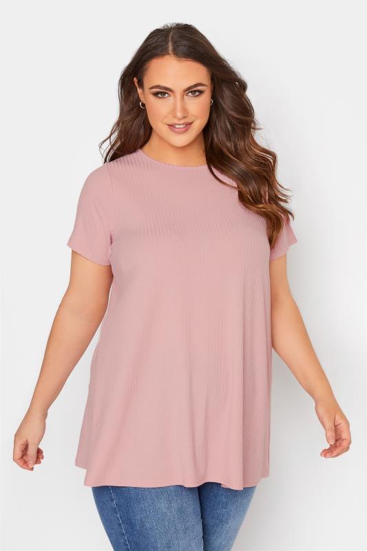Curve Pink Ribbed Swing Top 1