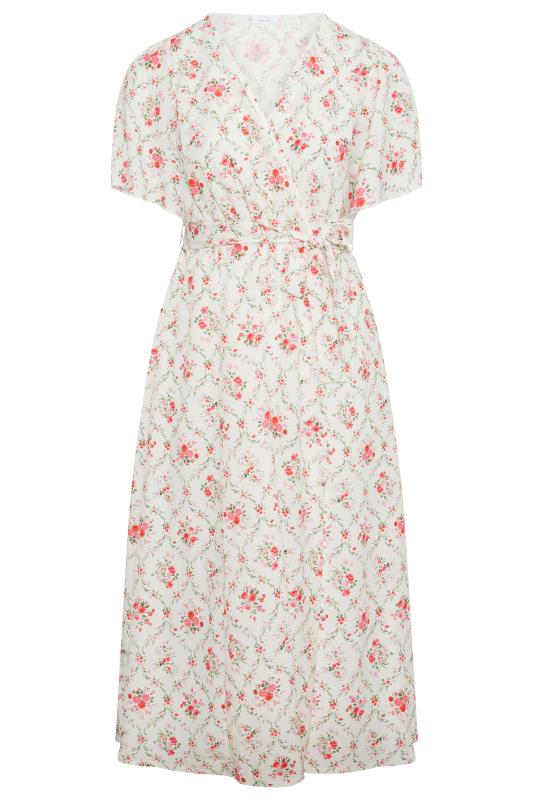 YOURS LONDON Plus Size White Floral Wrap Dress | Yours Clothing 6