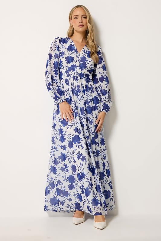  LTS Tall Blue & White Floral Maxi Dress