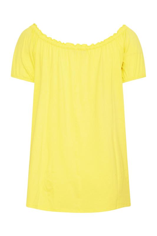 Plus Size Yellow Embroidered Bardot Top | Yours Clothing 7