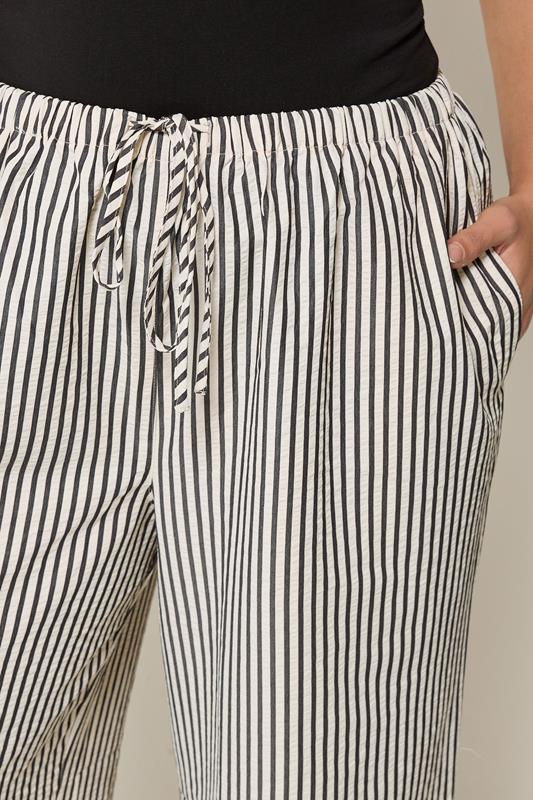 YOURS Plus Size Cream & Black Stripe Trousers | Yours Clothing 4