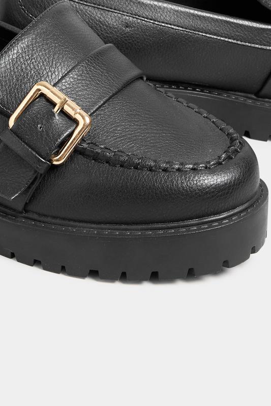 Black Buckle Chunky Loafers In Extra Wide EEE Fit 5