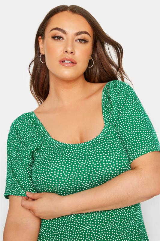 LIMITED COLLECTION Curve Green Spot Print Maxi Dress 4