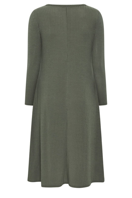 green ribbed maxi dress YOURS Plus Size Khaki Henley no-return