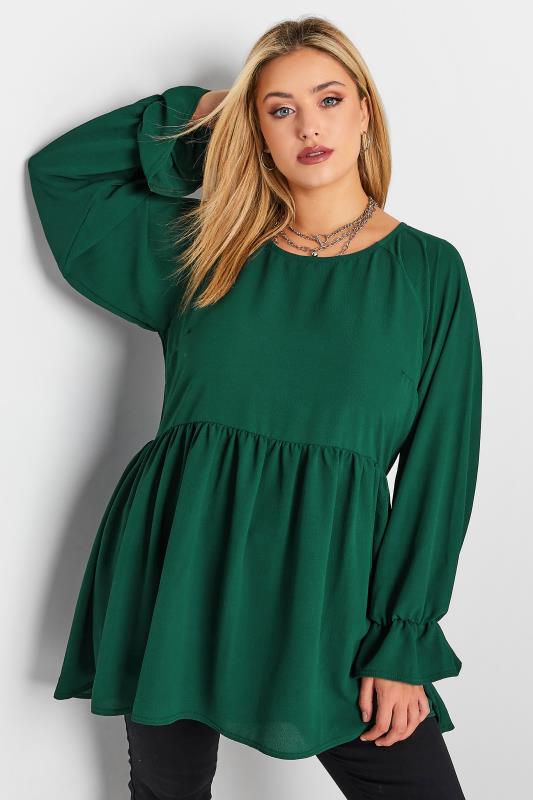 Plus Size  LIMITED COLLECTION Curve Forest Green Peplum Blouse