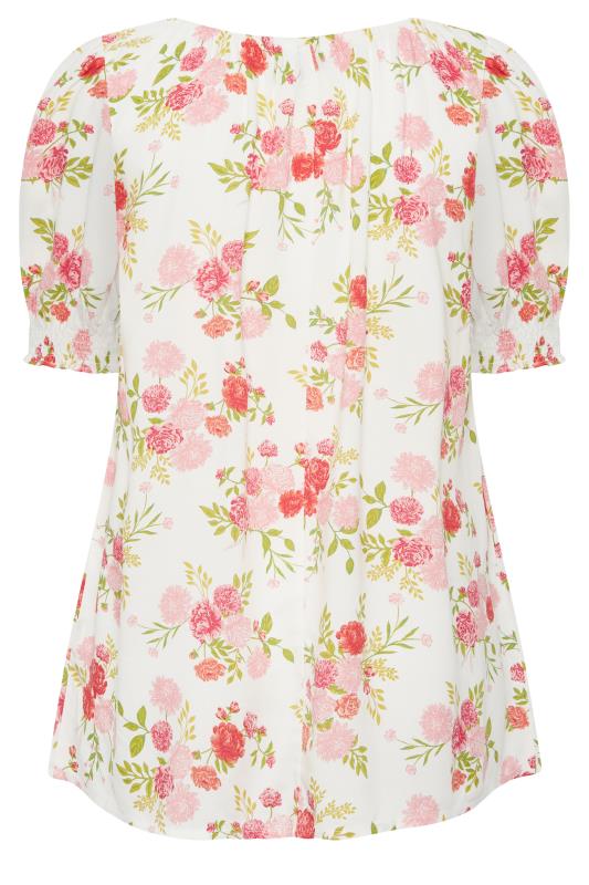 YOURS Plus Size White Floral Tie Front Top | Yours Clothing 7