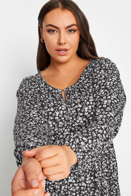 YOURS Plus Size Black Ditsy Floral Print Midaxi Dress | Yours Clothing 4