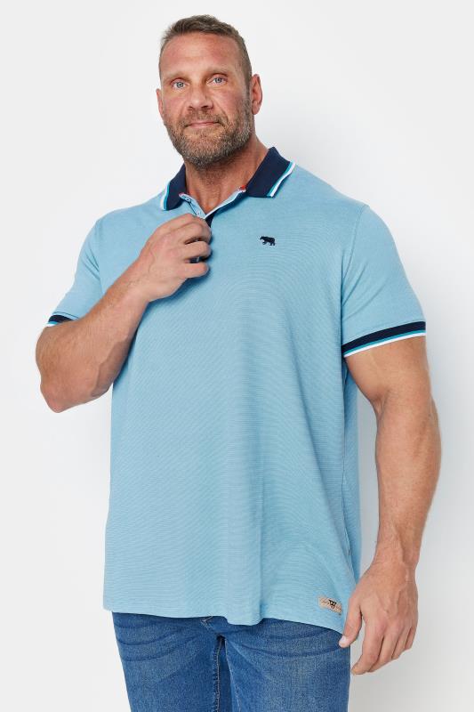 Men's  D555 Big & Tall Blue Embroidered Logo Jersey Polo Shirt