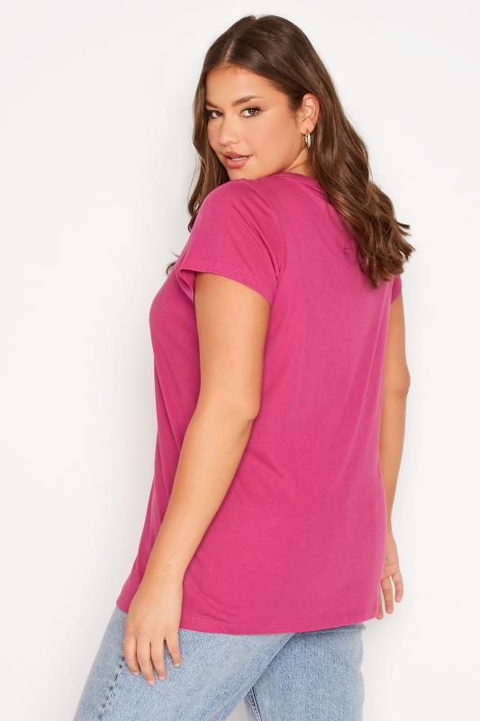 Plus Size Pink Basic T-Shirt | Yours Clothing 3