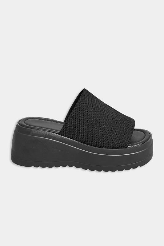 PixieGirl Black Wedge Platform Mule Sandals In Standard Fit | PixieGirl 3
