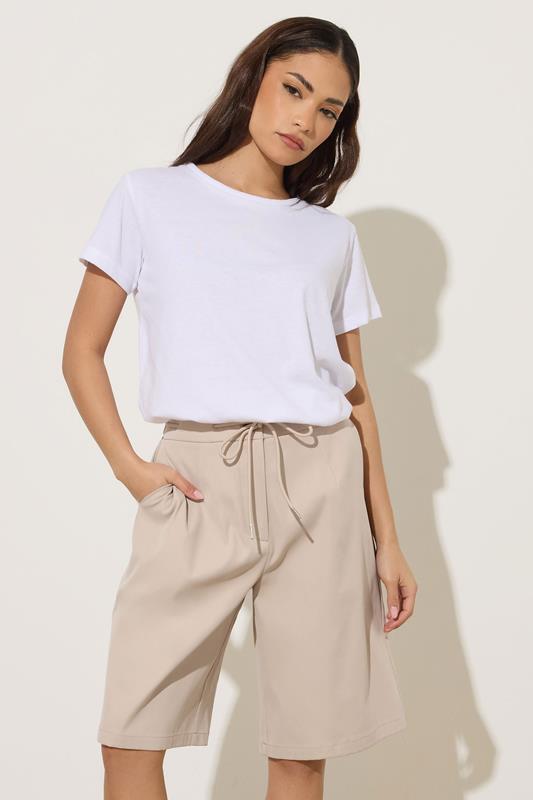 PixieGirl Petite Women's Natural Brown Drawstring Jorts | PixieGirl 1