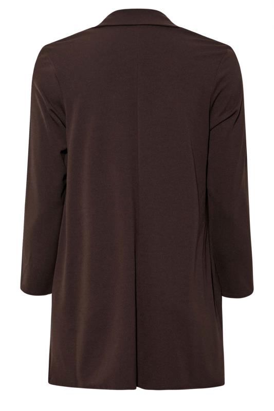 LIMITED COLLECTION Plus Size Chocolate Brown Longline Blazer | Yours Clothing 7