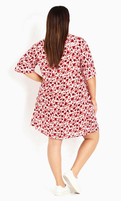 Crochet Detail Floral Tunic Red 4