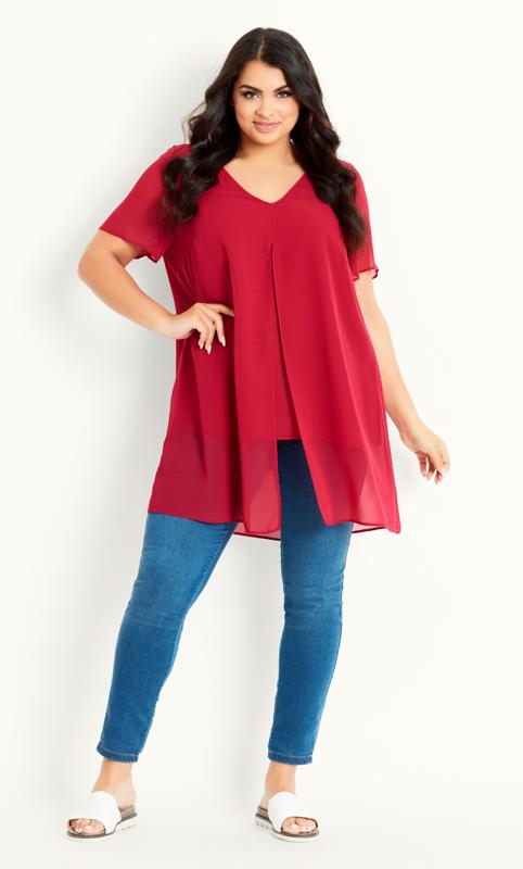 Double Layer V Neck Top Pink 2