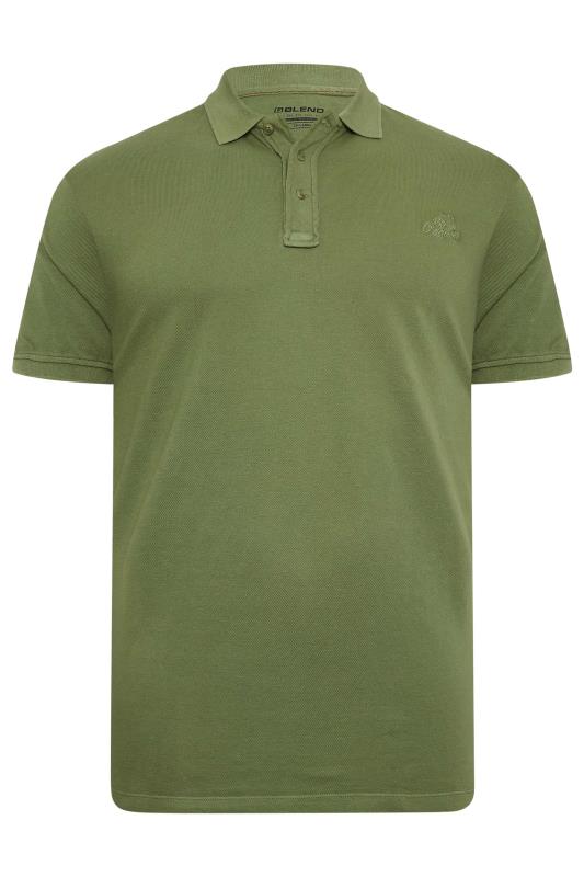 BLEND Big & Tall Green Washed Polo Shirt | BadRhino 4