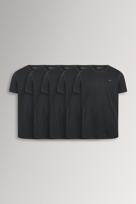  BadRhino - Lot de 5 T-Shirts Basiques Noirs 