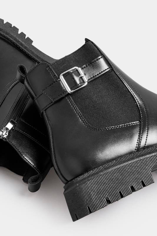 Black Chunky Buckle Ankle Boots In Wide E Fit & Extra Wide EEE Fit | Yours Clothing 5