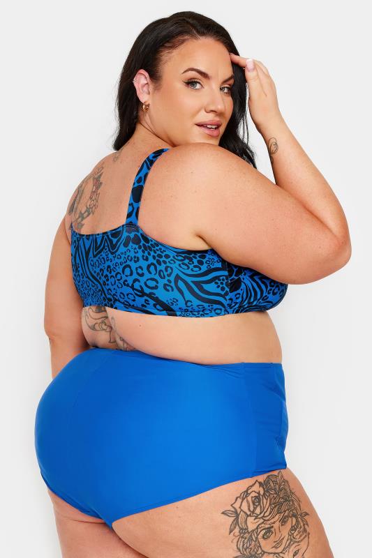 YOURS Plus Size Cobalt Blue Mixed Animal Print Bikini Top | Yours Clothing 4