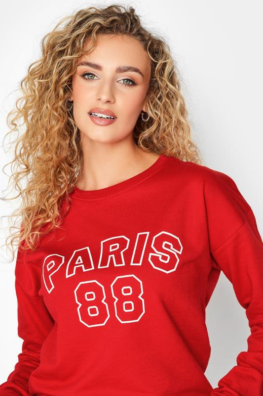 LTS Tall Red 'Paris 88' Slogan Sweatshirt | Long Tall Sally 4