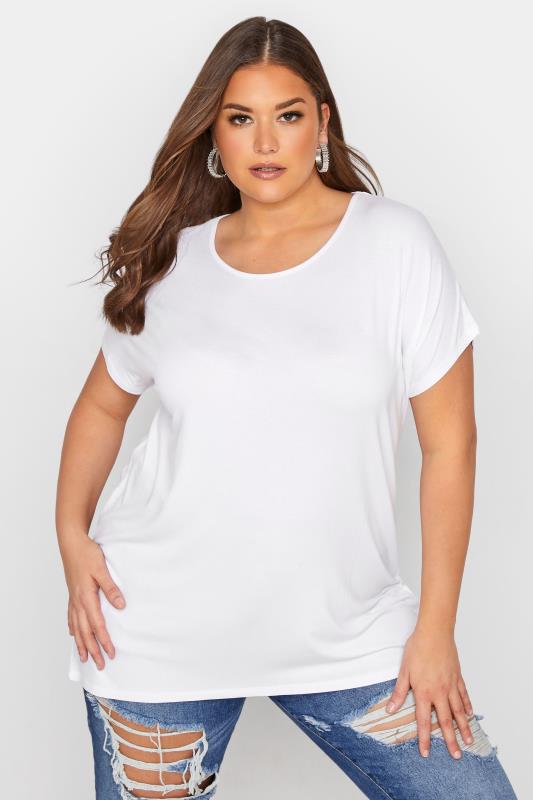 Plus Size  Curve White Grown On Sleeve T-Shirt