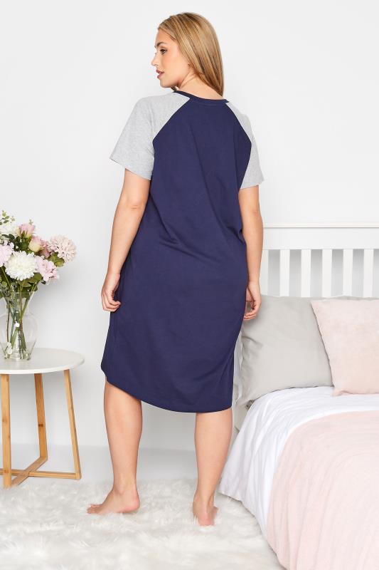 Curve Navy Blue 'Relax & Recharge' Varsity Nightdress 3