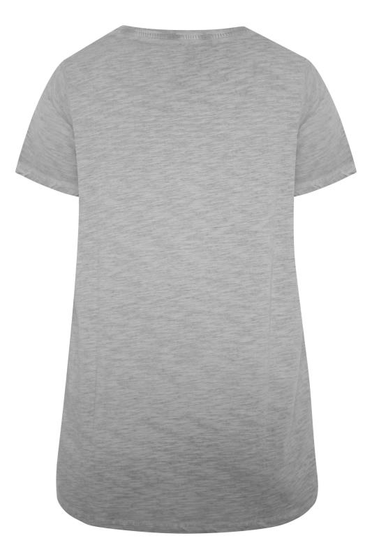 Curve Grey 'Be Happy' Oil Dyed Raw Trim T-Shirt 7