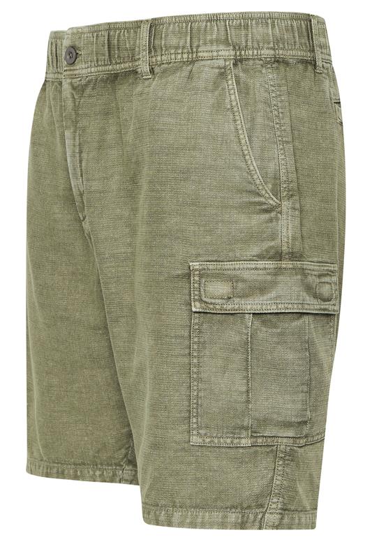 BadRhino Big & Tall Khaki Green Washed Cotton Slub Cargo Shorts | BadRhino  8