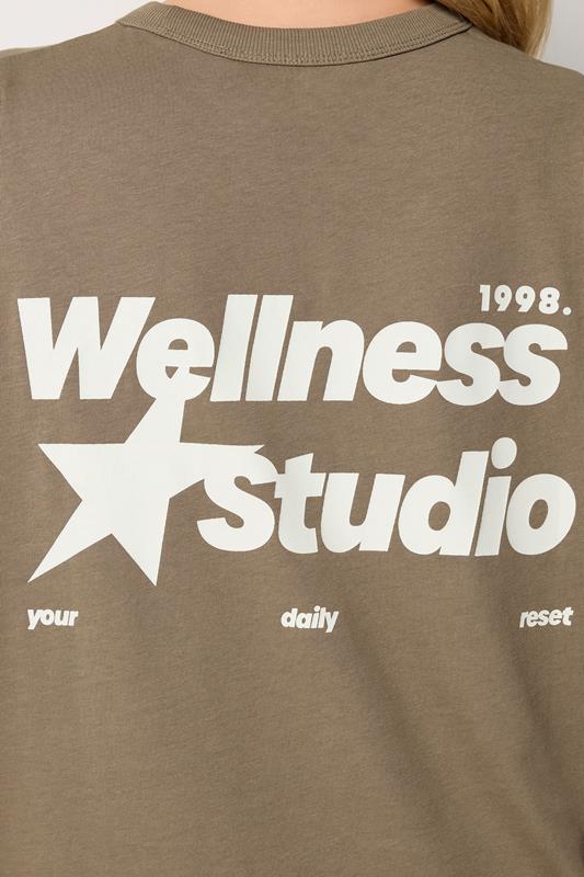 YOURS ACTIVE Plus Size Brown 'Wellness Studio' T-Shirt | Yours Clothing 6