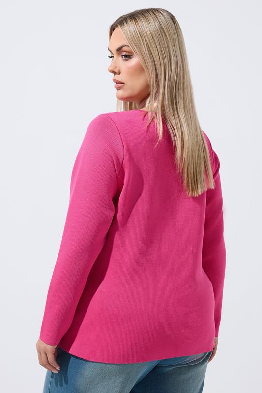 LIMITED COLLECTION Plus Size Cobalt Pink Compacted Knit Cardigan | Yours Clothing 4