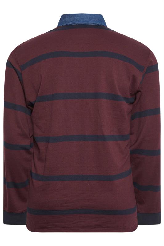 KAM Big & Tall Burgundy Red Denim Collar Long Sleeve Polo Shirt | BadRhino 2