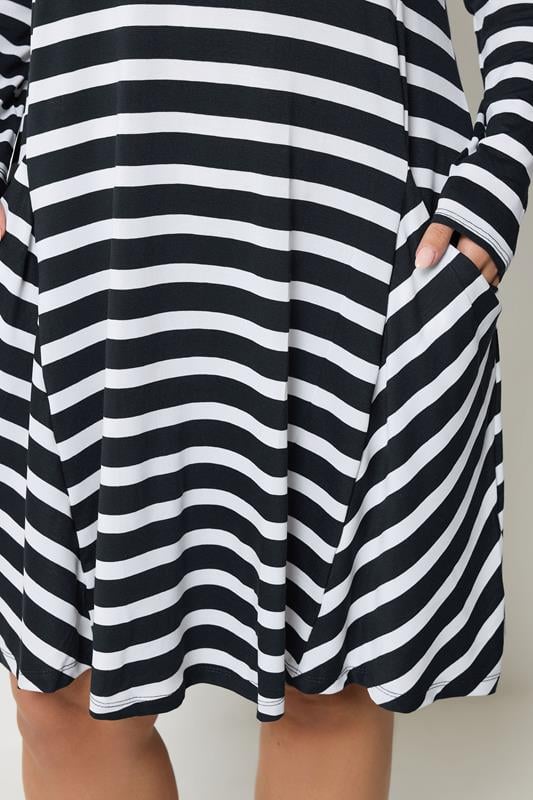 YOURS Plus Size Black Stripe Drape Pocket Dress | Yours Clothing 4