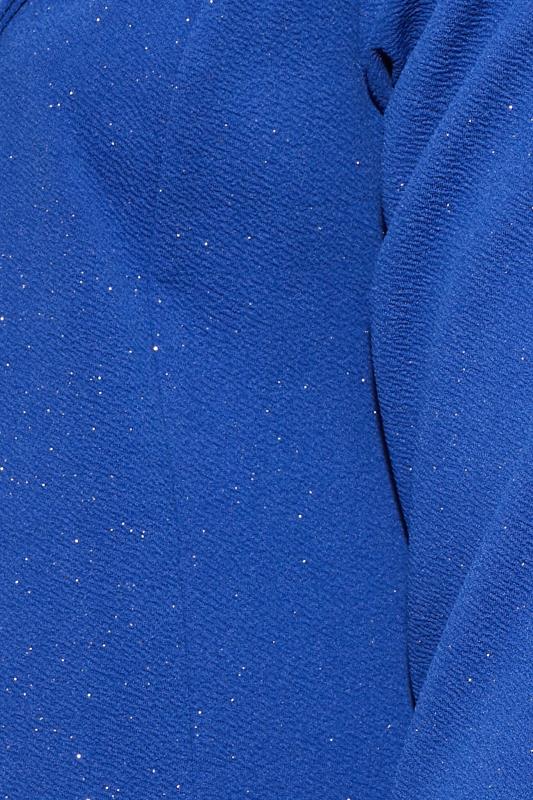 LIMITED COLLECTION Plus Size Cobalt Blue Glitter Longline Blazer | Yours Clothing 5