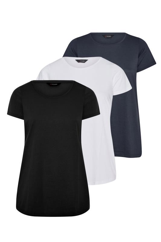 Plus Size 3 PACK Black & White Short Sleeve T-Shirts | Yours Clothing  5