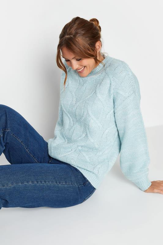 LTS Tall Light Blue Chunky Cable Knit Jumper | Long Tall Sally 4