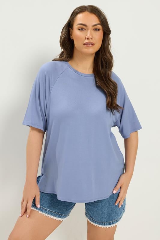  YOURS Curve Blue Soft Touch Raglan T-Shirt