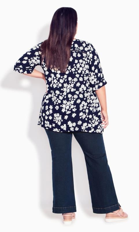 Crochet Navy Floral Peasant Tassel Tunic 3