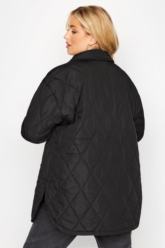 YOURS Plus Size Black Lightweight Quilted Shacket | Yours Clothing 4