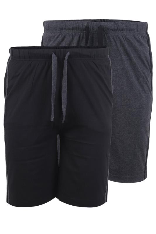 D555 Big & Tall 2 PACK Black & Charcoal Grey Jersey Shorts_F3.jpg