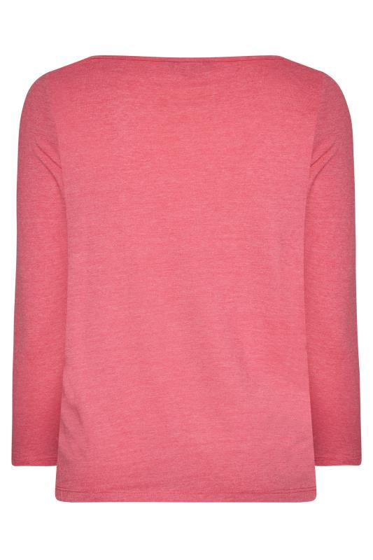 Plus Size Pink Marl Long Sleeve T-Shirt | Yours Clothing 6